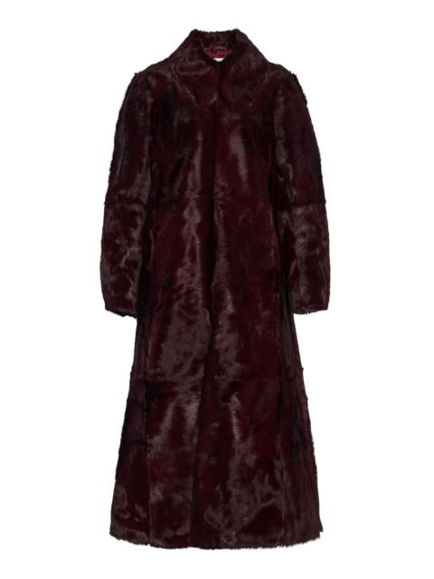BY MALENE BIRGER Rafaia Leather Pony Hair Coat burgundy