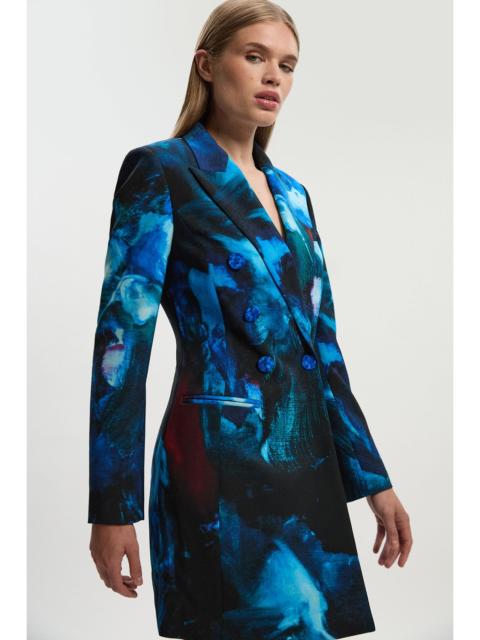 KAREN MILLEN Lily Macrae Polished Tailored Print Double Breasted Blazer Mini Dress