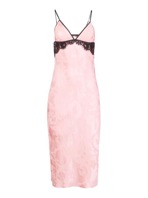 Fleur du Mal Lace-Trimmed Silk Slip Dress light pink