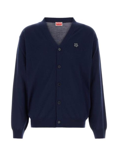 KENZO Kenzo Men Navy Blue Wool Cardigan
