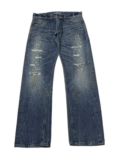Other Designers EDWIN 503 PAINTER JEANS BLUE TRIP DISTRESSED DENIM