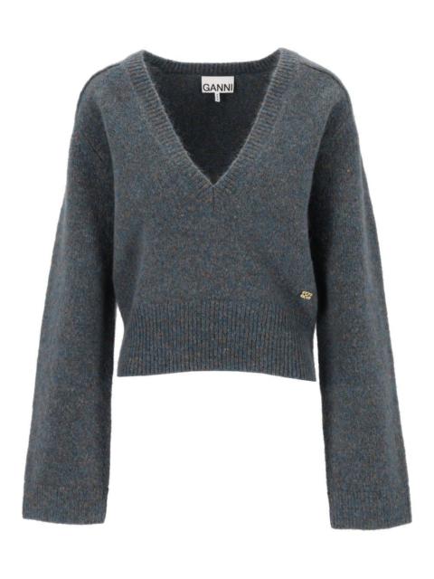 GANNI Ganni Women Melange Mohair Deep V-Neck