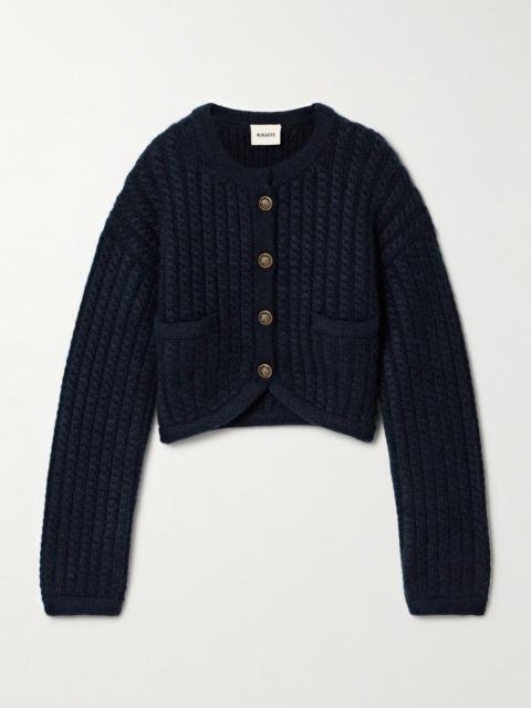 KHAITE Balser Cable-knit Cashmere And Mohair-blend Cardigan