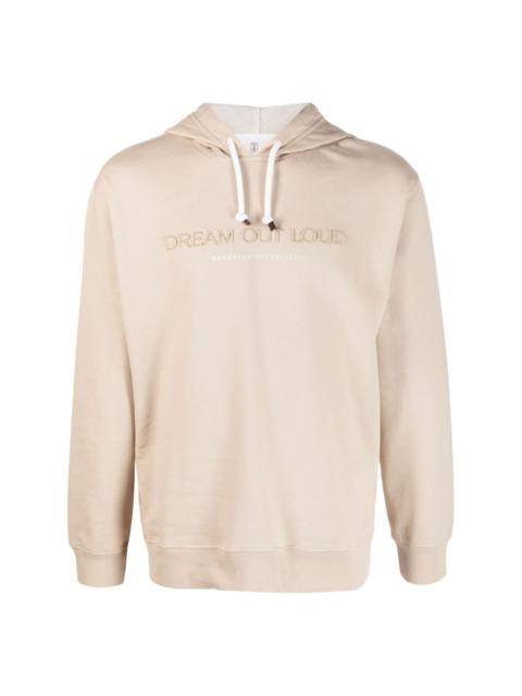 Brunello Cucinelli embroidered-slogan cotton hoodie