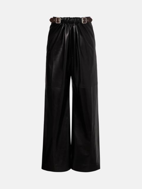 Loewe Gathered leather wide-leg pants
