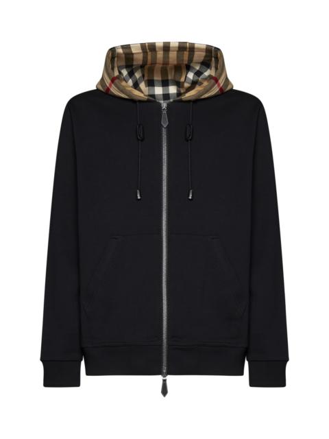 Burberry Check Detailed Zipped Drawstring Hoodie