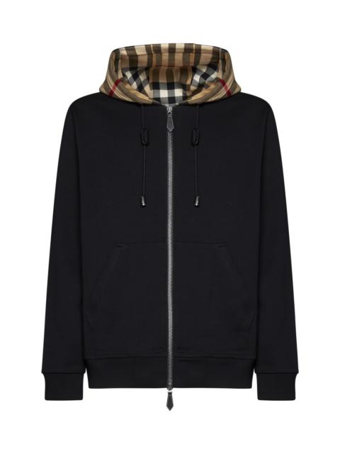 Check Detailed Zipped Drawstring Hoodie