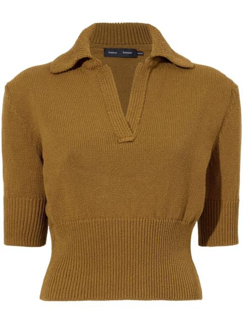 Proenza Schouler brown Reeve knitted polo top