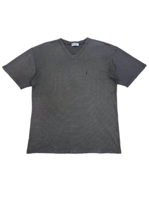 Other Designers Designer - RARE! VTG YSL POUR HOMME V-NECK JACQUARD HICKORY STRIPED