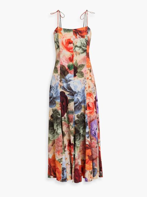 Alice + Olivia Jeanette pleated floral-print crepe de chine midi dress