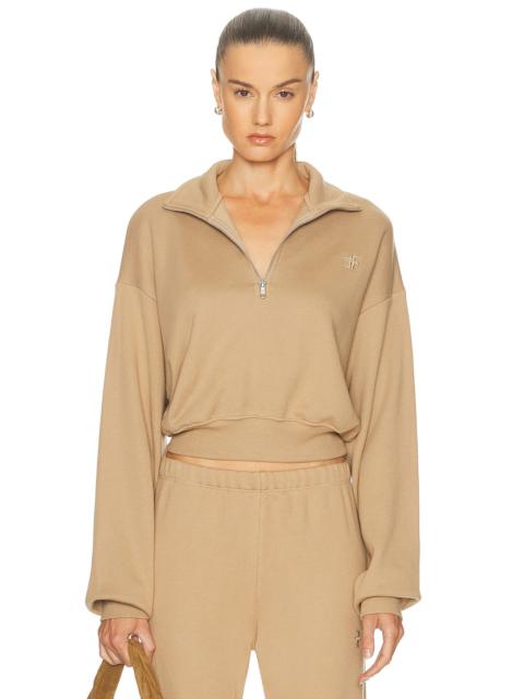 ÉTERNE Cropped French Terry Half-Zip Sweatshirt