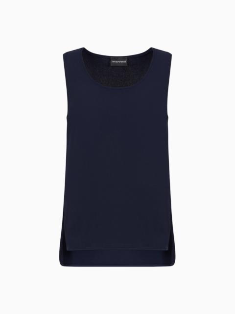 EMPORIO ARMANI Stretch sablé fabric top with side slits