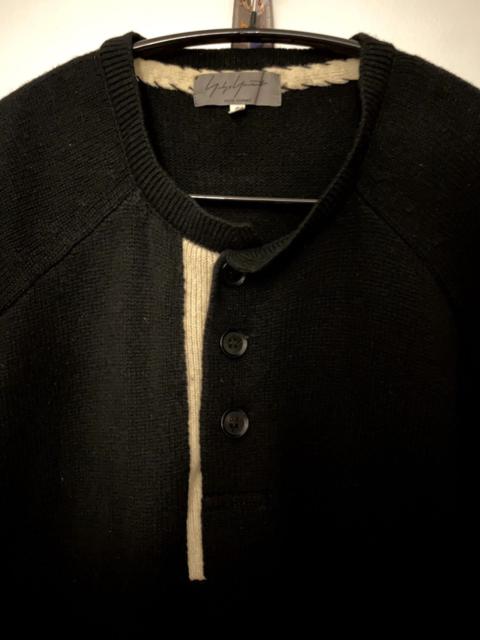 Yohji Yamamoto 09aw contrast wool henley sweater