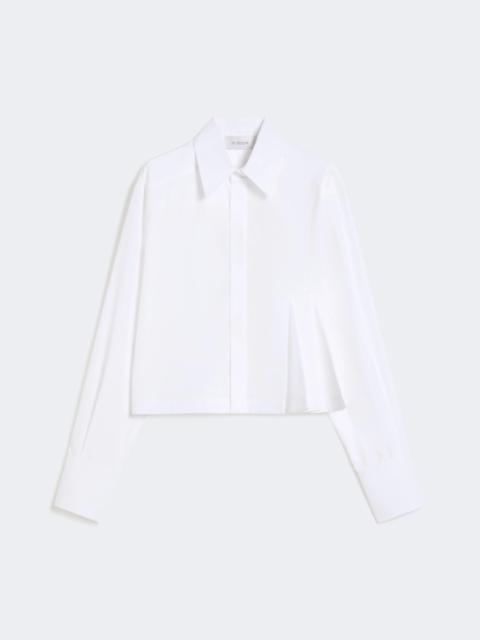 Sportmax Cropped poplin shirt with asymmetrical pleats - OPTICAL WHITE