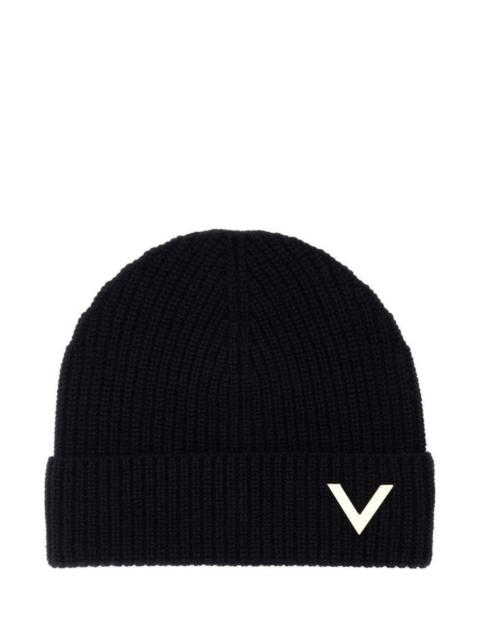 Valentino Garavani Woman Black Cashmere Beanie Hat
