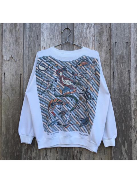 Other Designers Vintage - Vintage Churingo Australia Native Hunter Drawing Sweatshirt