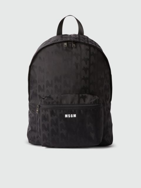 MSGM Fabric backpack with "White logo impact" in relief all-over