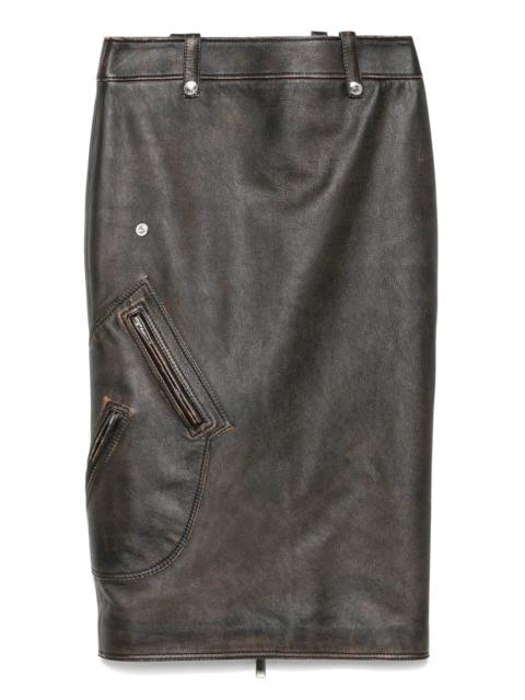 Alexander McQueen Leather Pencil Skirt