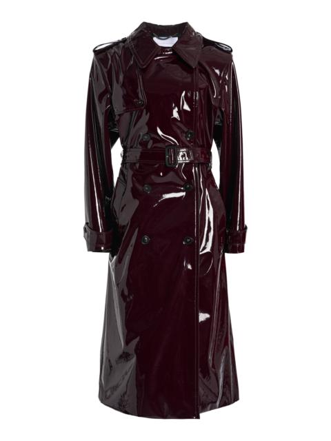 Stella McCartney Patent Vegan Leather Trench Coat burgundy
