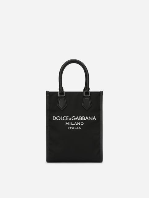 Dolce & Gabbana Small nylon bag with rubberized logo
