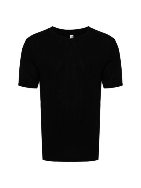 logo-tape ribbed T-shirt