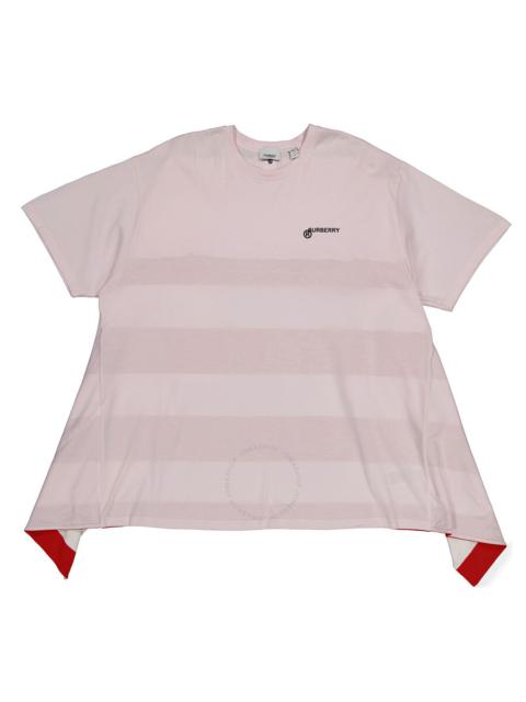 Burberry Burberry Men's Pale Pink Striped Cape Detail Cotton Oversized T-shirt