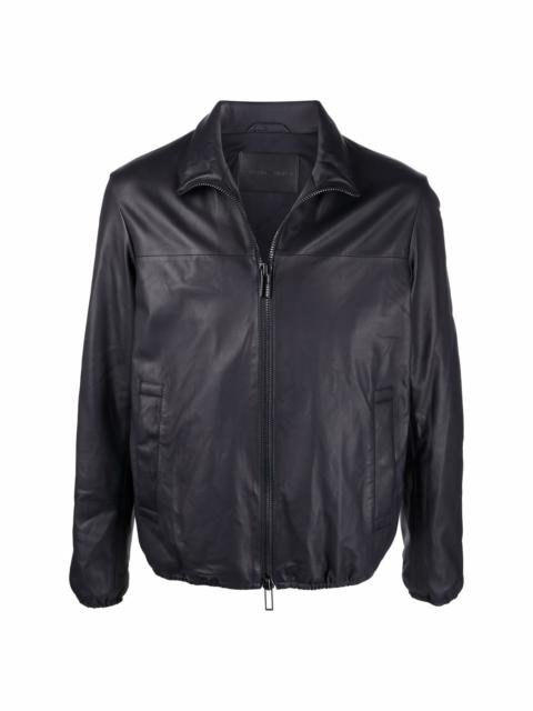 drawstring hem biker jacket