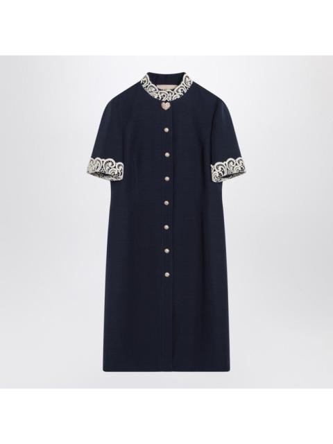 Valentino Valentino Indigo Blue Dress With Macramé Trim Women