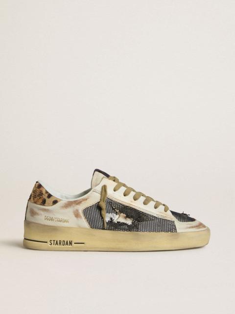 Golden Goose Women's Stardan in nappa and mesh with leopard-print pony skin heel tab