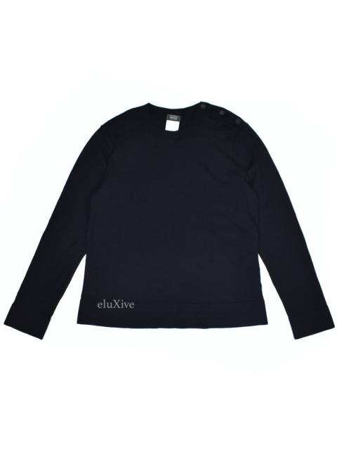 Other Designers Chanel Black Wool Cotton CC Logo Button Uniform Sweater 1