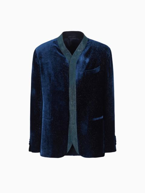 GIORGIO ARMANI Upton line single-breasted jacket in rhinestoned velvet