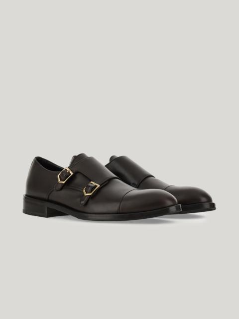 Canali MONK STRAPS IN DARK BROWN PADDED CALFSKIN