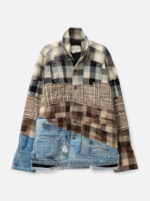 Greg Lauren MIXED PLAID SHAWL COLLAR