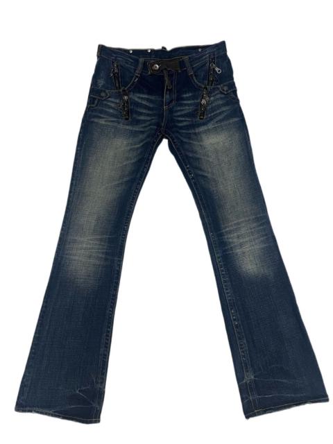 Japanese Brand - SEMANTIC DESIGN DENIM FLARE JEANS LEATHER TRIMMED