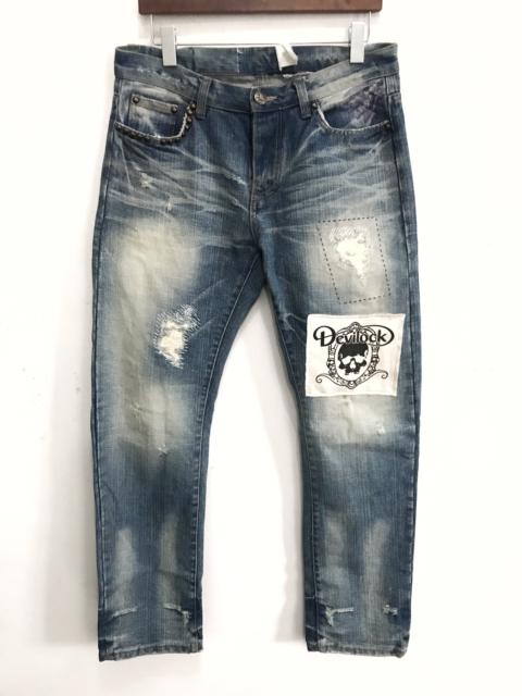 Other Designers Japanese Brand - Japanese Brand Devilock Distressed Patches Logo Jeans