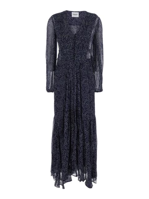 Isabel Marant Étoile Isabel Marant Etoile Women 'Briane' Blue Midi Dress With V Neck And All-Over Polka Dot Motif In Visc