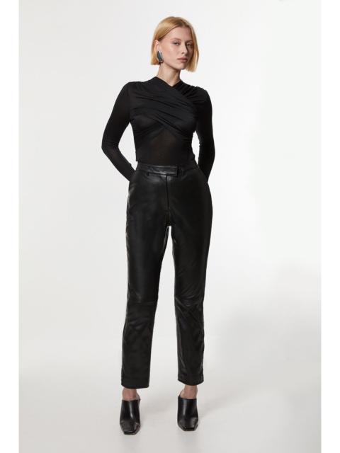 KAREN MILLEN Leather Tailored Straight Leg Trouser