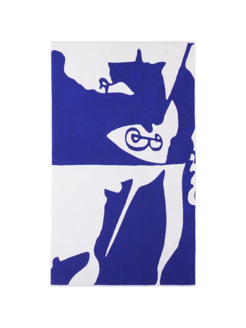 Burberry Navy & White Split EKD Beach Towel