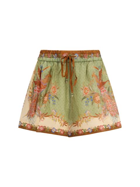 Zimmermann Zimmermann Indra Relaxed Silk Shorts Khaki Scarf
