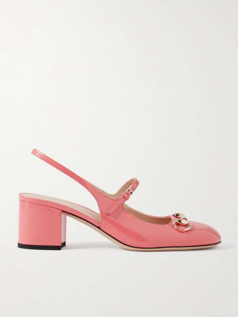 Lady horsebit-detailed patent-leather Mary Jane pumps Bubblegum