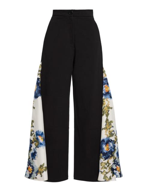 S.S.DALEY Audrey Silk-Paneled Wool Trousers black