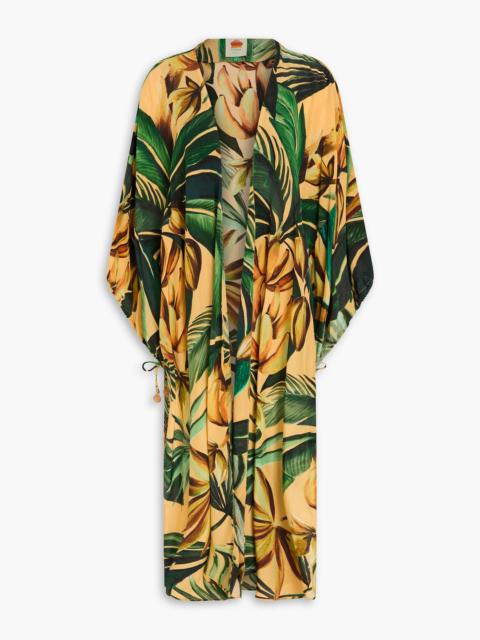 FARM RIO Printed crepe de chine coverup