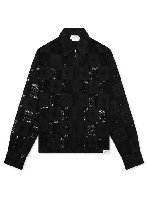 HONOR THE GIFT CROCHET FULL ZIP JACKET - BLACK