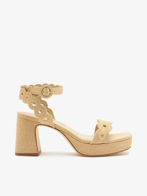 Larroudé Dolly Broderie Low Sandal In Beige Raffia