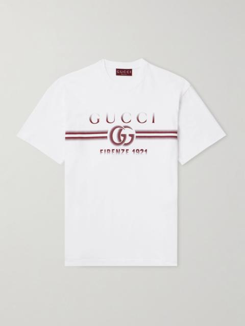 GUCCI Logo-Print Cotton-Jersey T-Shirt White