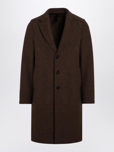 Harris Wharf London BROWN SINGLE-BREASTED COAT IN VIRGIN WOOL