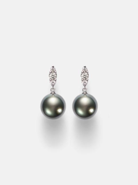MIKIMOTO 18kt white gold drop earrings with pearls and diamonds