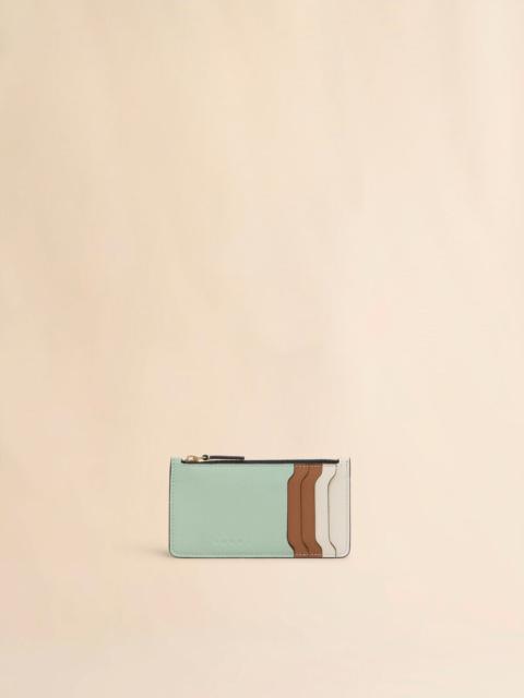 Marni GREEN CREAM AND BROWN LEATHER TRUNKAROO CARDHOLDER