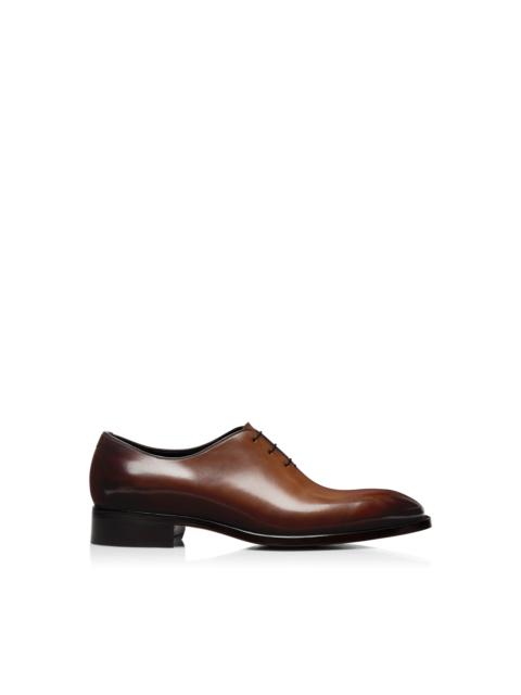 TOM FORD BURNISHED LEATHER WHOLE CUT LACE UP