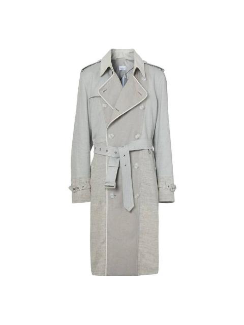 Burberry Burberry Panelled Linen Trench Coat in Light Pebble Grey